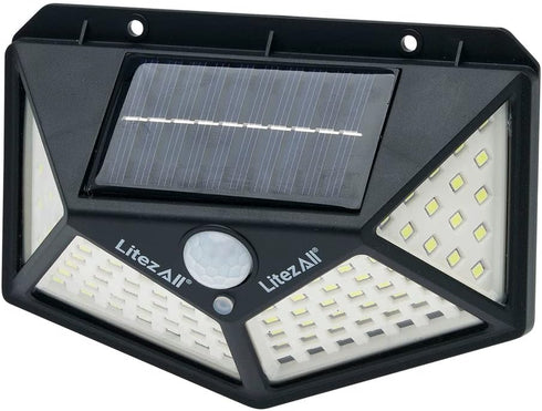 LitezAll Solar Security Light | 300 Max Lumens | Motion Activated Up to 16' | 3 Modes | Water Resistant IP55 Rated | Installation Hardware Include...