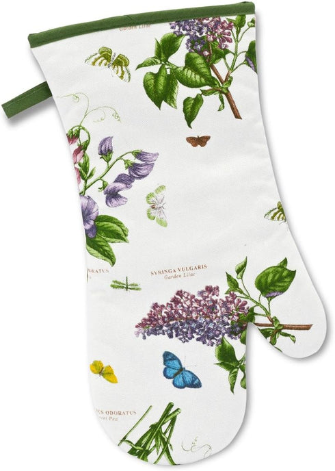Pimpernel Botanic Garden 14.5" Gauntlet Oven Glove | Floral Motif | Cotton Textile Blend | Machine Washable | Ideal for Cooking, Grilling, and Bak...