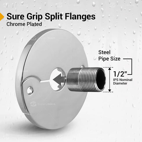 F-24334-12 1/2 in. IPS Floor and Ceiling Split Flange Escutcheon for Steel Pipes, Chrome Plated (Pack of 12)...