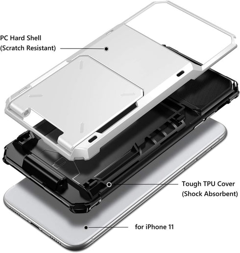 Vofolen Case for iPhone 11 Case Protective Wallet 4-Card Holder ID Slot Flip Door Hidden Pocket Anti-Scratch Dual Layer Hybrid TPU Bumper Armor Ha...