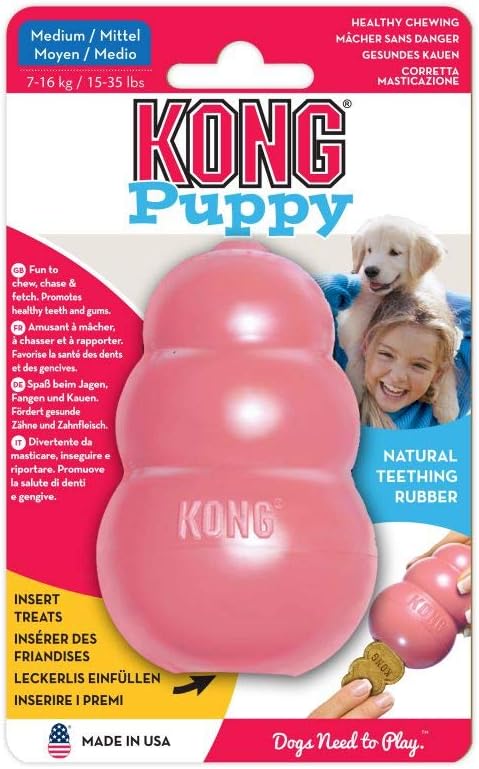 KONG Puppy - Natural Teething Rubber Chew Toy for Dogs - Stuffable Dog Toy for Extended Playtime - Chew & Fetch Toy for Puppies - for Medium Puppi...