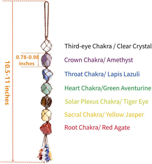 7 Chakra Gemstones Healing Feng Shui Crystals Window Car Decorations Hanging Ornament Dowsing Pendulum Good Luck Home Decoration for Reiki Yoga Me...