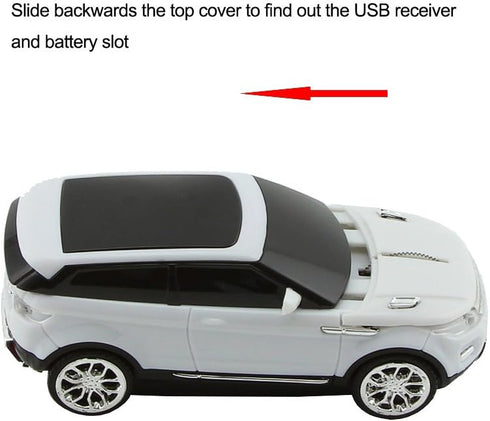 3C Light Car Mouse Wireless 2.4GHz Cool Sport SUV Car Shape Mouse Optical Mice 1600 DPI with USB Receiver Suitable for PC/Computer/Laptop (White)...
