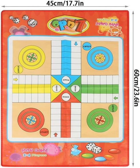 Ludo Board Game Set, 23.6 x 17.7inch Non-Woven Fabric Foldable Snakes and Ladders Ludo Game Set for Home Travel Entertainment...