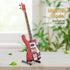 Red Miniature Bass Guitar Wood Replica Model Ornament with Adjustable Stand Mini Art Projects Christmas Gift...