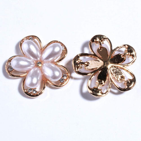 DIY 50PCS Bling Rhinestone Buttons for Headbands Hair Accessories Wedding Bouquet Party Decoration (Golden)...