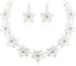 EVER FAITH Flower Jewelry Sets for Women, Dainty Enamel Faux Pearl Bead Wedding Party Choker Necklace Hook Earrings Set Summer Beach Accessories f...