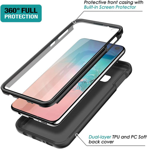 SURITCH Case for Samsung Galaxy S10e,?Built in Screen Protector??Support Wireless Charging? Rugged Back Cover Hybrid Bumper 360 Protective Case Ma...