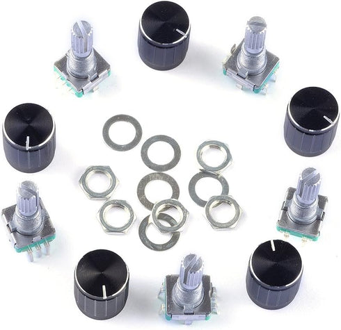 5Pcs 360 Degree Rotary Encoder Code Switch Digital Potentiometer with Push Button 5 Pins and Knob Cap for Arduino (Pack of 5) CYT1100...