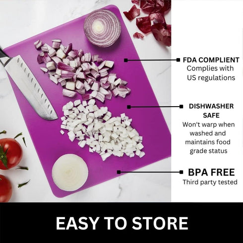 Nicole Home Collection Flexible Cutting Mats Set of 3 - BPA-Free Plastic Color-Coded Kitchen Chopping Boards, 12"x15", Durable Non-Slip Mats for M...
