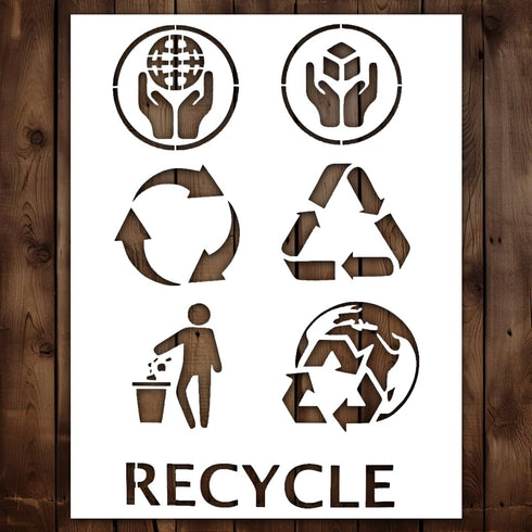 Recycle Stencil | Reusable Recycle Stencils for Painting on Wood, Glass, Wall, Rock, Fabric, Walls, Canvas, Glassware | Recycle Logo Stencil Templ...