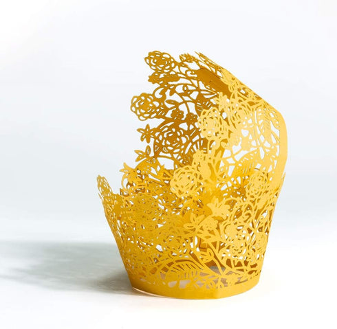 60pcs Gold Rose Lace Cupcake Wrappers Holders, Laser Cut Cupcake Liners Decorative Liners for Wedding Party Birthday Cake Decoration Supplies...