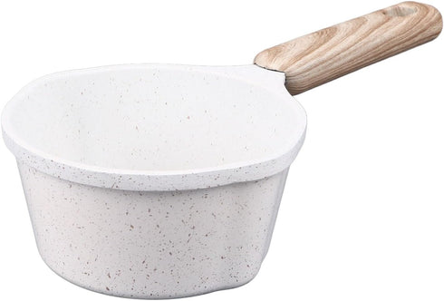 Kitchen Stovetop Sauce Frying Pan, Aluminum Nonstick Sauce Pot with Pour Spouts and Wooden Handle for Pouring Oil Heating Boiling Milk Frying Eggs...