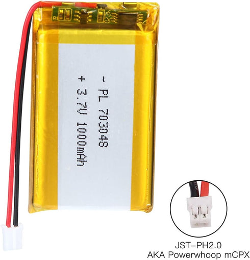 3.7V 1000mAh Battery 703048 Lithium Polymer Ion Rechargeable Li-ion Li-Po Battery with 2P PH 2.0mm Pitch Connector...
