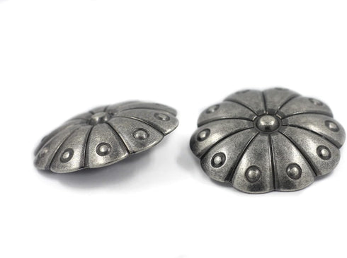 Bezelry 8 Pieces Grand Cactus Flower Metal Shank Buttons. 30mm (1-3/16 inch) (Gray Silver)...