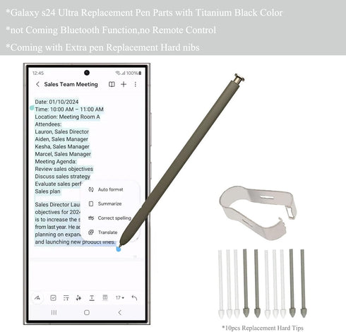 (Without Bluetooth) Galaxy s24 Ultra Touch s Pen Replacement Stylus Pen Parts for Samsung Galaxy s24 Ultra (5G) s928 6.8 Inches -Gray Color...