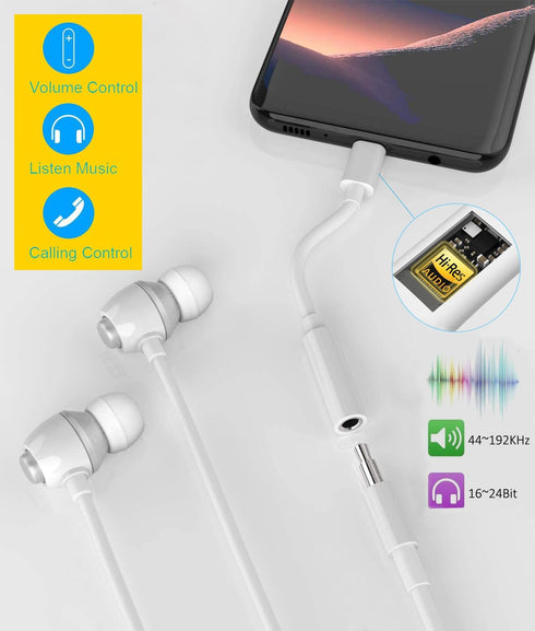 USB C to 3.5 mm Female Headphone Jack Adapter for Apple iPhone 15, iPad Pro, Google Pixel 6 5 XL, Samsung Galaxy S23 S22 Note 20, Sony HTC and Mor...