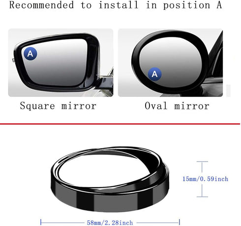 4pcs Blind Spot Mirror,2-inch Round Wide Angle HD Glass Convex Rear View Mirror?Angle Adjustable Blind Spot Mirror for Large Vehicles, Car Suv Tru...