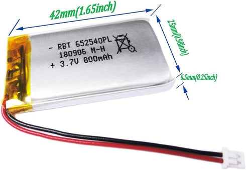 3.7V 800mAh Lithium Ion Polymer Battery Rechargeable Battery Li-ion Li-Po...