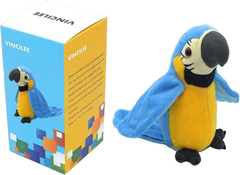 Talking Parrot Repeats What You Say Talking Bird Plush Animal Toy Electronic Plush Parrot for Boy and Girl Gift,4.3 x 8.7 inches(Blue)...