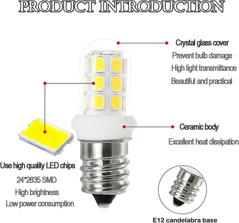 C7 E12 LED Bulbs Salt Lamp Light Bulb Replacement for 15W Himalayan Salt Lamps, Night Light Bulbs, Chandeliers, C7 LED Bulbs, 6000K 2Pack...