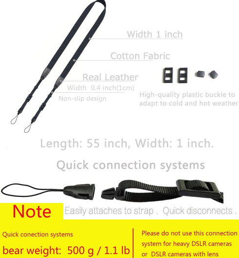 Camera Neck Strap/Thin Camera Strap or Binoculars Strap Black...