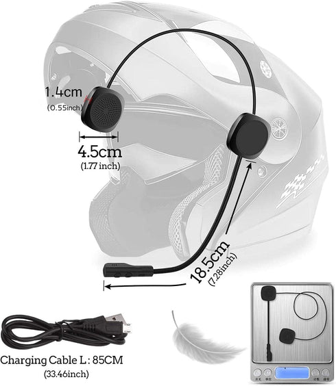 Motorcycle Helmet Headset,BT5.0 Music Call Control Hands-Free Microphone Dual Stereo Speaker Hands-Free Bilingual Conversion Headset Black Electro...