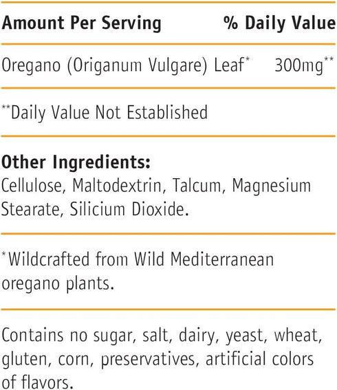 Wild Oregano Tablets from Oregano with Over 85% Carvacrol. Ideal to Boost The Immune System. Powerful antioxidant...