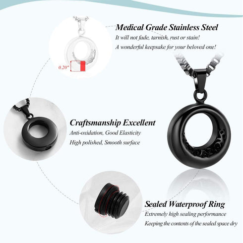 Circle of Life Urn Necklace for Ashes Stainless Steel Eternity Keepsake Memorial Cremation Jewelry for Ashes Pendant Locket...