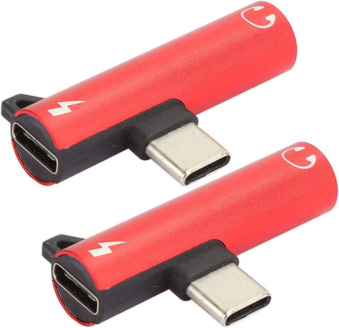 2Pcs USB TypeC to 3.5mm Female Headphone and Charger Adapter, 2 in 1 USB C to Audio Jack Fast Charging Cable for TypeC Mobile Phone (Red)......