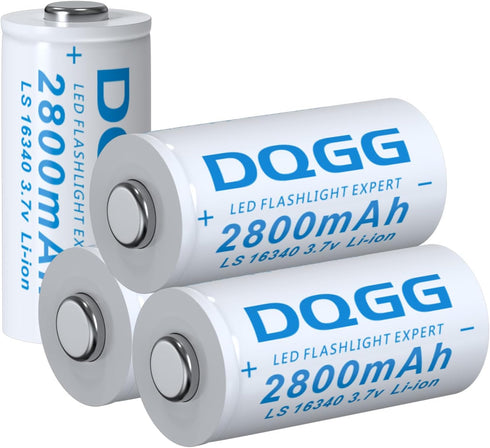 16340 Rechargeable Battery 2800mAh Button Top 4 Pack 3.7Volt 16340 Batteries for Headlamp Flashlight...