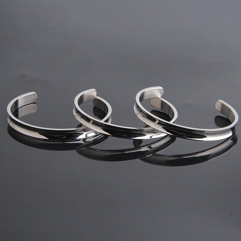 Hair Tie Bracelet Stainless Steel Grooved Cuff Bangle Gift for her (3 PCS silver)...