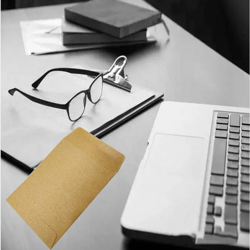 100pcs Kraft Small Coin Envelopes, 2.25"×3.5" Self-Adhesive Seed Envelopes Mini Parts Small Items Stamps Storage Packets Envelope for Garden, Offi...