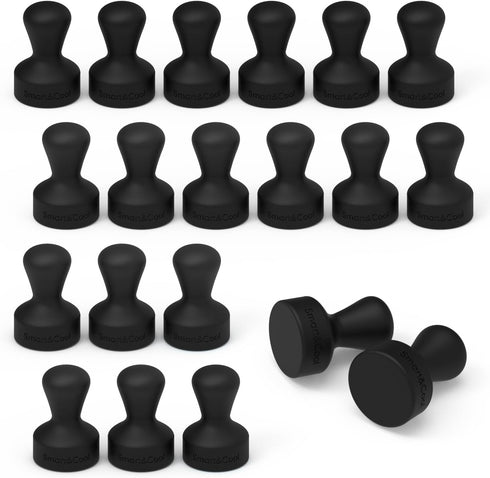 SMART&COOL Black 20 Pack Strong Silicone Push Pin Magnets, Anti Scratch Fridge Magnets, Small Push Pin Magnets, Magnets for Refrigerator, Whiteboa...