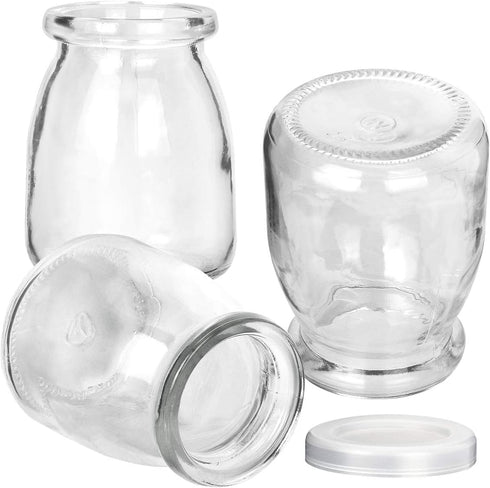 KAMOTA Glass Yogurt/Pudding Jars With PE Lids, Ideal for Jam, Honey, Wedding Favors, Shower Favors 40 PACK 4 oz Clear, (150ml)...
