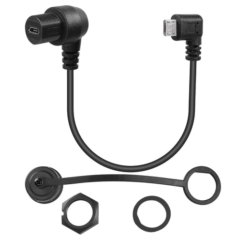 QIANRENON 90° Micro USB Panel Flush Mount Waterproof Extension Cable Micro USB 5 Pin Right Angle Male to Female Connector for Fixied on Dashboard ...