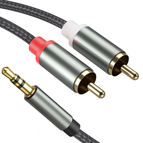 3.5mm to RCA Cable, 3.3FT 2 RCA Male to Aux Audio Adapter Nylon Braided Y Splitter RCA Auxiliary Cord 1/8 to RCA Connector Compatible with iPhone,...