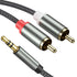 3.5mm to RCA Cable, 3.3FT 2 RCA Male to Aux Audio Adapter Nylon Braided Y Splitter RCA Auxiliary Cord 1/8 to RCA Connector Compatible with iPhone,...
