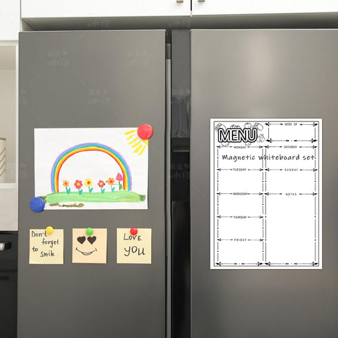 Magnetic Dry Erase Whiteboard for Fridge, Weekly Meal Planner Whiteboard for Kitchen Refrigerator, 16inch x 12inch - with 4 Whiteboard Markers and...