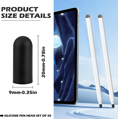 20Pcs Replacement Tips Silicone Rubber Touch Screen Pens Tips for Touch Pen (9 * 20mm)...