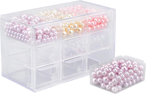 Segbeauty 3 Tiers Acrylic Jewelry Organizer, 9 Grid Clear Desk Organizer with Drawers, Clear Stackable Storage Drawers, Small Storage Drawers for ...