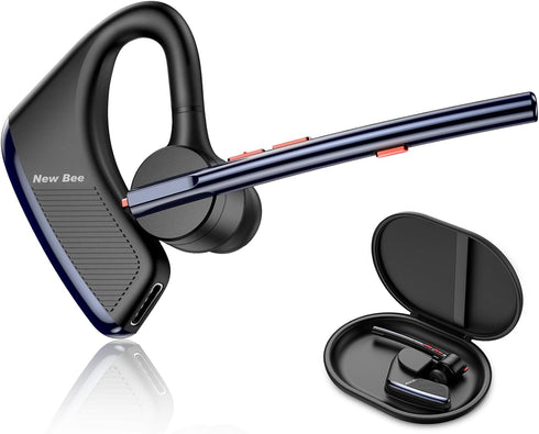New bee Bluetooth Headset 24Hrs Talktime CVC8.0 Dual Mic Noise Cancelling Bluetooth Earpiece V5.2 Wireless Headset for Cell Phone/iPhone/Android/D...