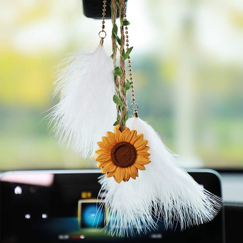 YGMONER Sunflower Car Interior Rear View Mirror Hanging Accessories Car Decor for Women...