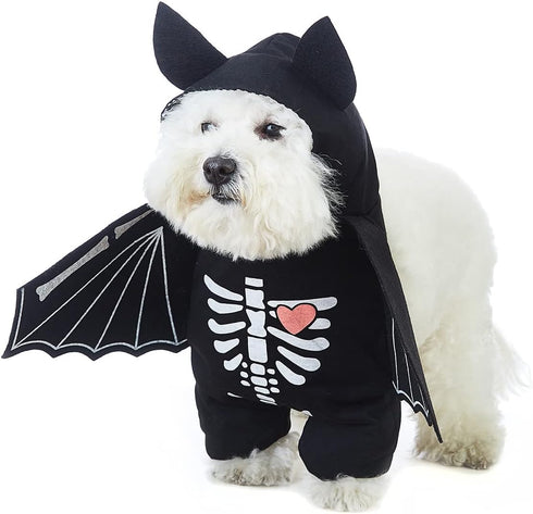 Dog Halloween Costume Pet Bat Clothes Puppy Halloween Cosplay Hoodies Cat Skull Shirts (L)...