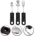 Beavorty Adaptive Utensils 3pcs Curved Spoon Fork with Non- Handles Stainless Steel Eating Silverware for Hand Tremors Elderly...