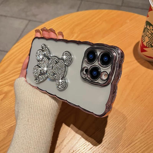 Compatible with iPhone 15 Pro Max Cute Case,Sparkle Diamond Rhinestone Design Bear with Separated Glitter Paper, Luxury Shiny BlingSoft Shockproof...