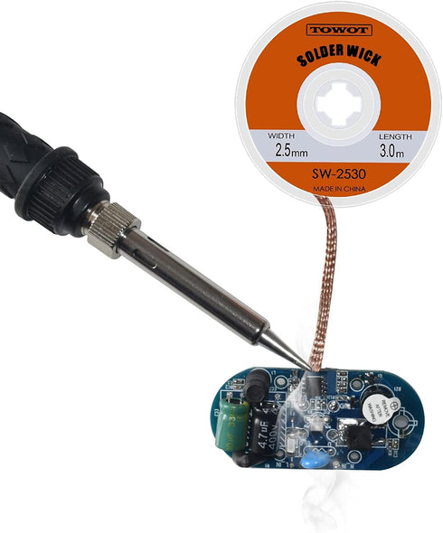 TOWOT Desoldering Wick Braid With Flux No-Clean Electronic,Solder Wick Braid Remover.Desolder Soldering Kit 3mm W 0.12'' L 9.8' (3Pcs)...