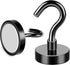 MIKEDE Magnetic Hooks, 25Lbs+ Black Heavy Duty Earth Magnets with Hook for Refrigerator, Strong Neodymium Magnetic Cruise Hooks for Hanging, Curta...