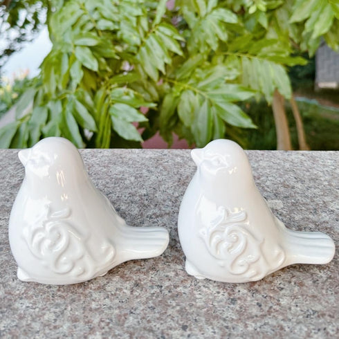 2PCS Ceramic Bird Figurines Decorative Bird Ornaments Statue for Home Garden Decor (White)...
