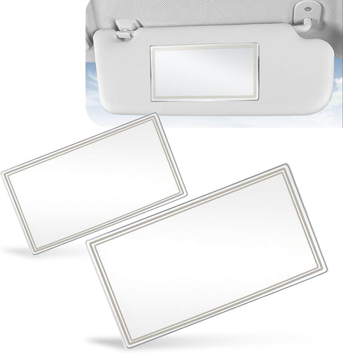 2 PCS Car Visor Mirrors, Shatterproof Stainless Steel Cosmetic Mirror for Cars, HD Decorative Mirror, 5.91 x 3.15 In and 4.33 x 2.36 In (Transpare...